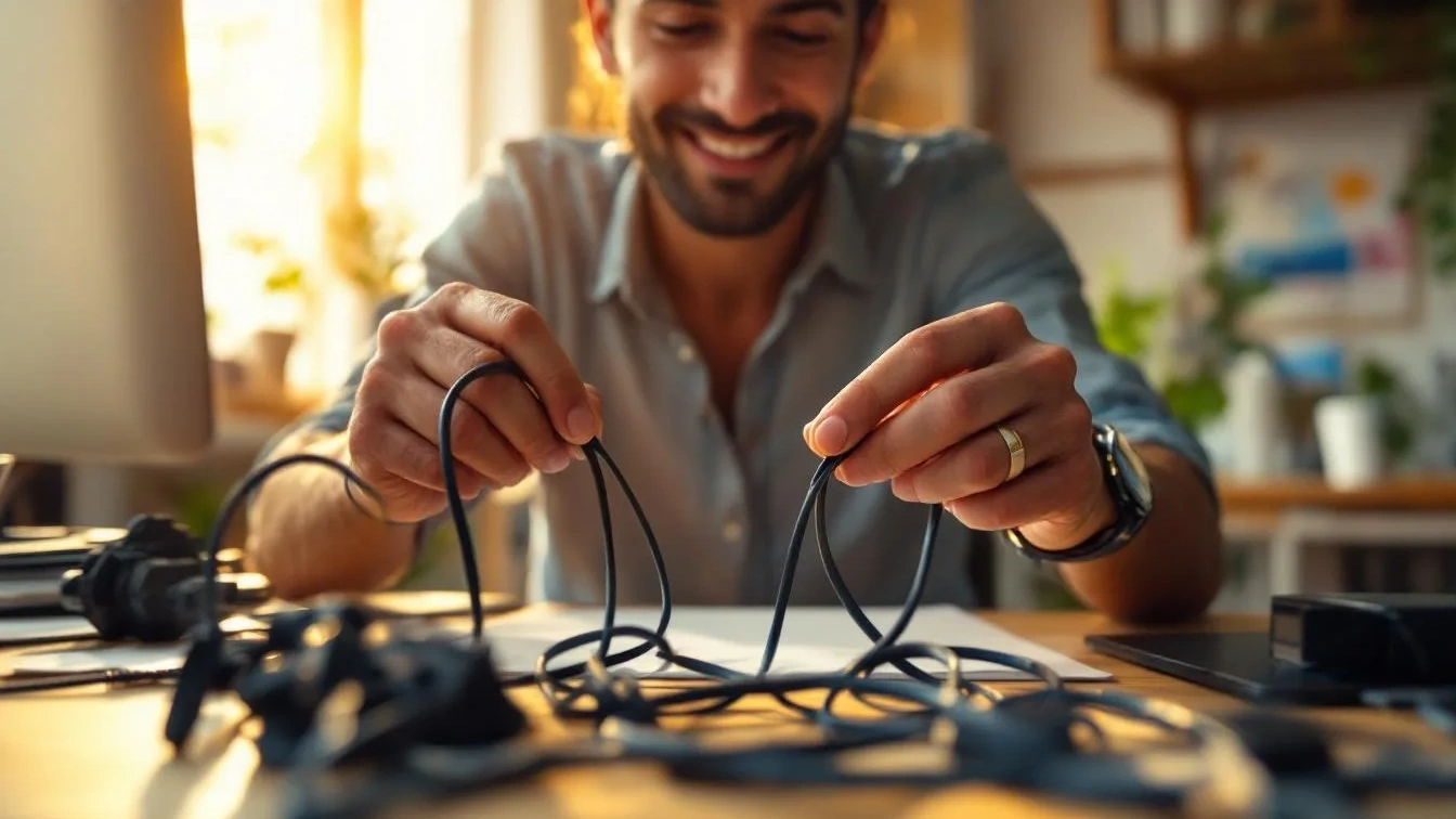 A solução simples que mantém os cabos organizados sem gastar dinheiro