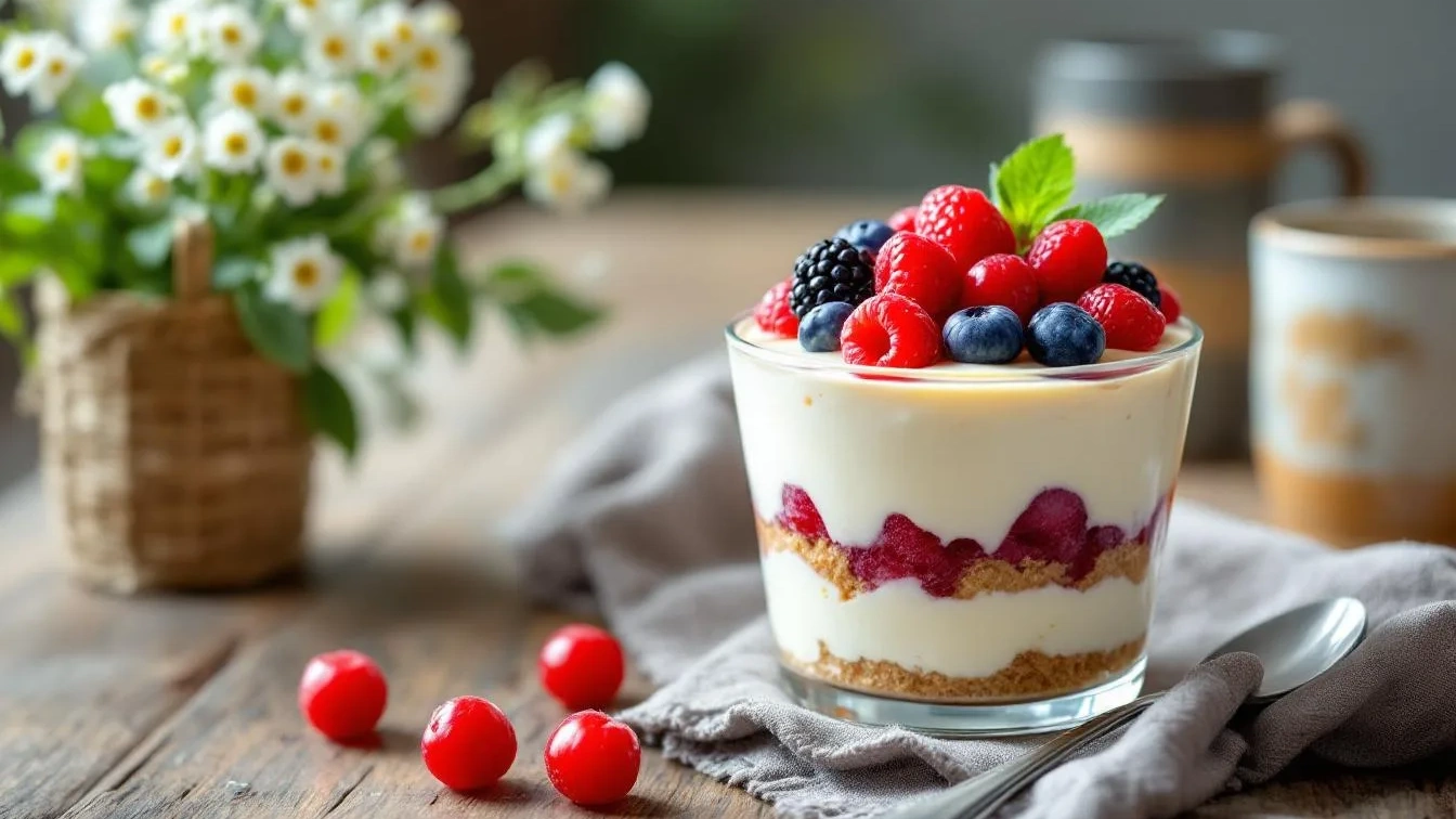 Nem gelatina nem forno, este cheesecake no copo surpreende com frutos vermelhos