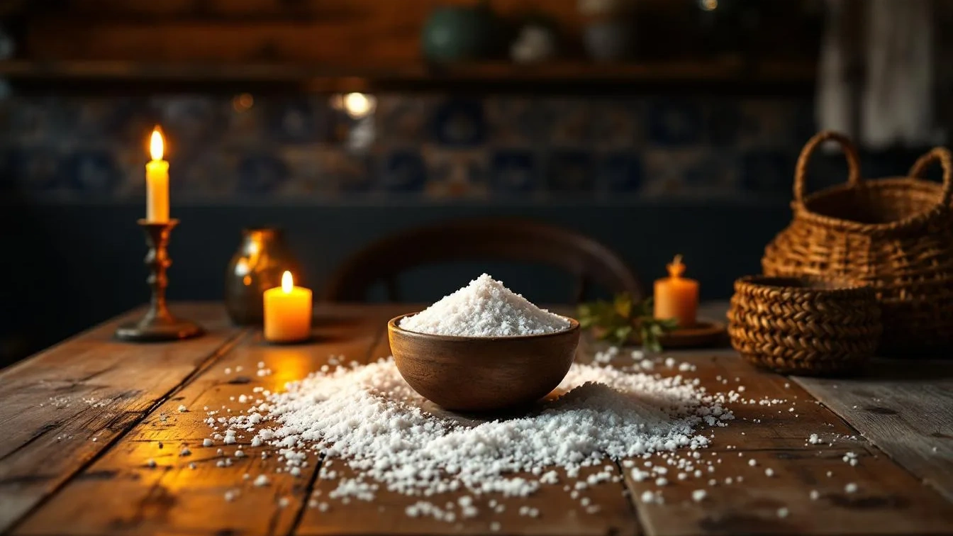 Um especialista revela por que deve espalhar sal grosso na mesa à noite